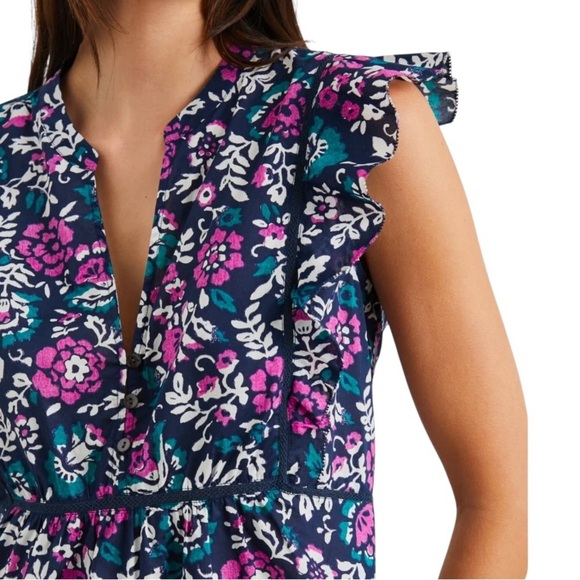 Rails Misha Top in Woodblock Floral short sleeve cotton Sz M excellent condition - Picture 2 of 14